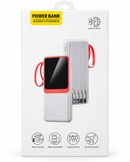 PowerBank banco de batería con linterna recargable 30,000mAh con cables integrados Lightning | USB C | MicroUSB | USB A | color Blanco