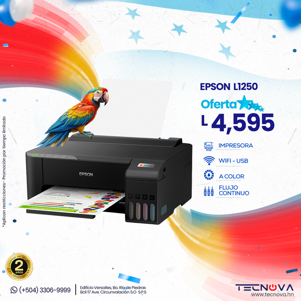 Epson EcoTank L1250 Impresora a color de flujo continuo Inalámbrica (Solo es impresora)