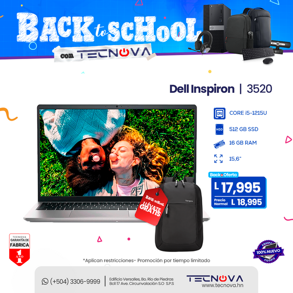 Dell Inspiron 3520 15.6" FHD Intel Core i5-1235U 16GB RAM 512GB SSD Windows 11 Home Plateada