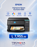 Impresora Epson EcoTank L4360 Multifuncional Color | Flujo Continuo, Dúplex y WiFi Direct - TECNOVA