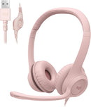 Audífonos Logitech H390 con Cancelación de Ruido | Color Rosa | Conexión USB | Micrófono con cancelación de ruido | Ideal para videollamadas y home office