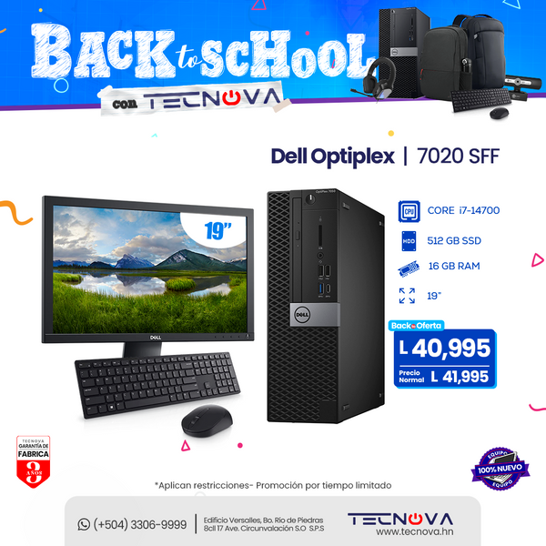 Dell Optiplex 7020 SFF Plus Intel Core i7-14700 vPro 16GB RAM 512GB SSD Windows 11 Pro + Monitor DELL 19"