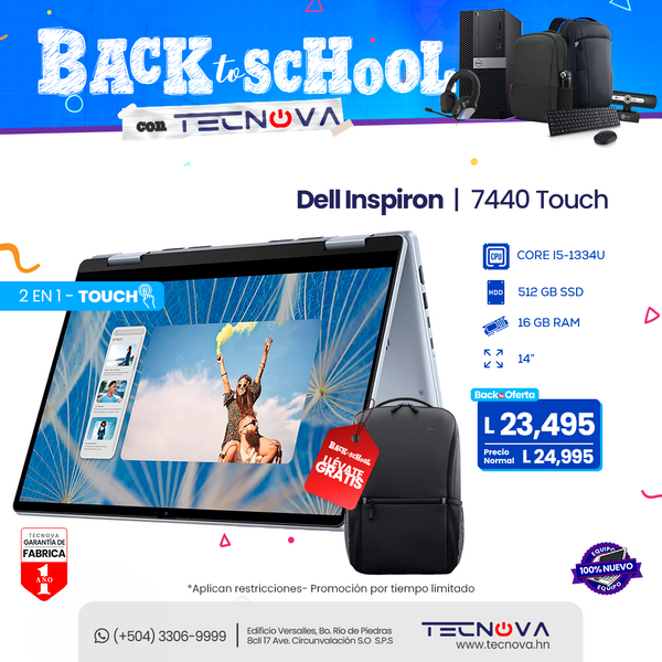 Dell Inspiron 7440 2en1 14" FHD táctil (touch) Intel Core i5-1334U 16GB RAM 512GB SSD Windows 11 Home Color: Azul Cielo Aluminio (Copia)