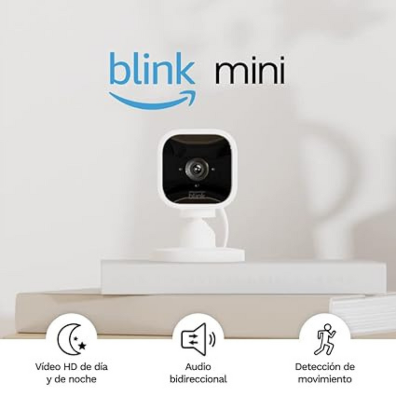 Blink Mini - Cámara de seguridad inteligente compacta, funciona con Alexa