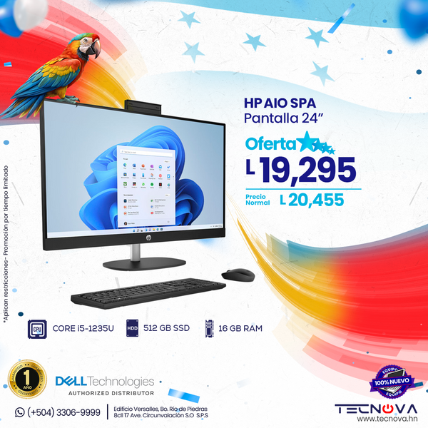 HP 24-cb1014la Computadora Todo en Uno AIO Pantalla 24" Intel Core i5-1235U 8GB RAM 512GB SSD Windows 11