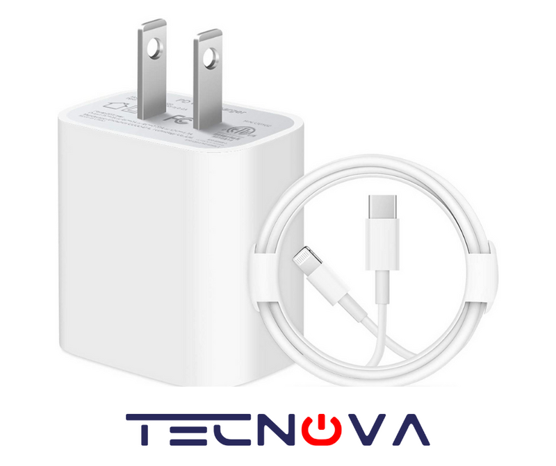 Cargador cubo y cable USB-C a Lightning 20W