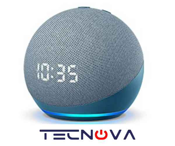 Parlante inteligente Bluetooth WiFi Amazon Alexa Echo Dot 5ta generación color gris azulado con reloj