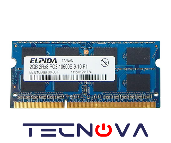 Memoria Ram ELPIDA 2GB PC3-10600S-9 1333Mhz SODIMM para laptop.