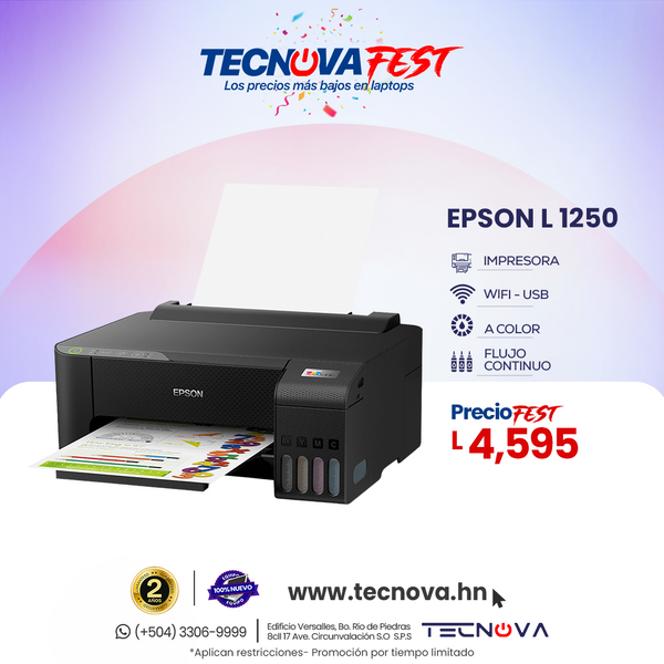 Epson EcoTank L1250 Impresora a color de flujo continuo Inalámbrica (Solo es impresora)