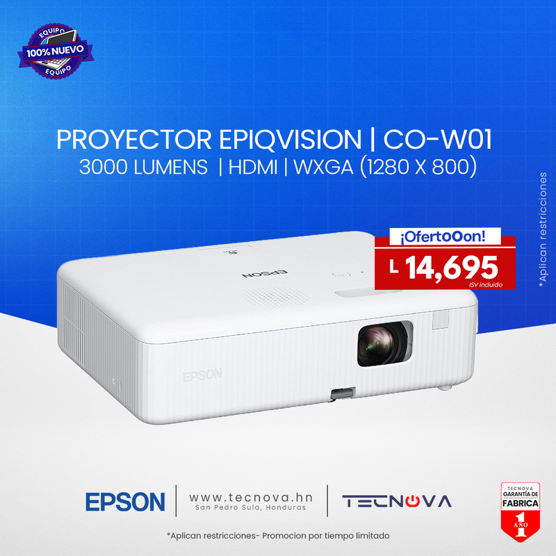 Epson Proyector Ev Flex CO-W01 portable 1280x800 3000 lumenes
