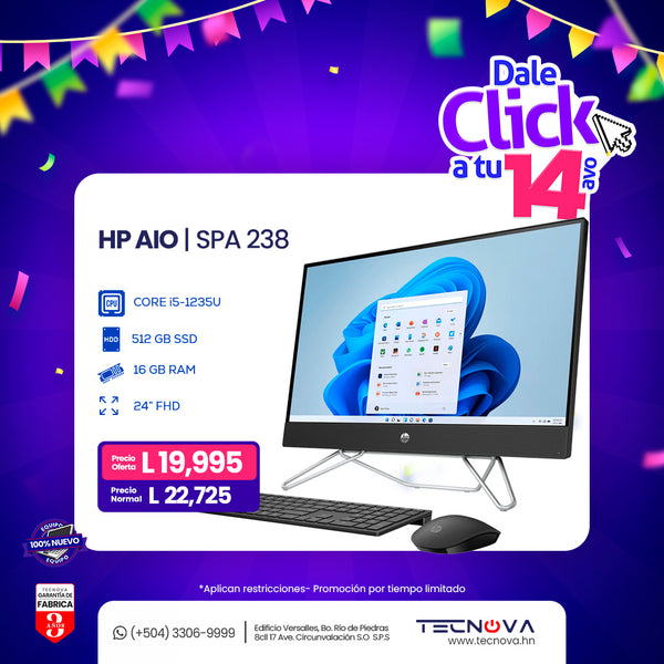 HP 24-cb1014la Computadora Todo en Uno AIO Pantalla 24" Intel Core i5-1235U 16GB RAM 512GB SSD Windows 11