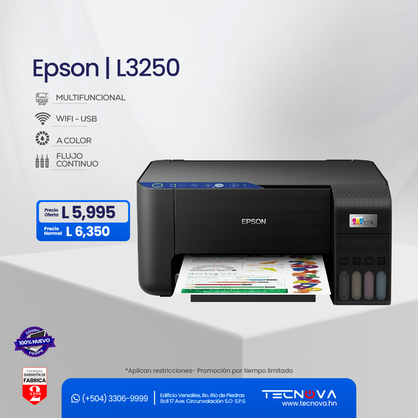 Epson Impresora Multifuncional Inalámbrica EcoTank L3250 / 2 años de garantía