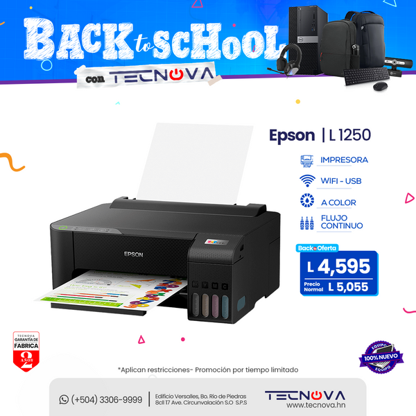 Epson EcoTank L1250 Impresora a color de flujo continuo Inalámbrica (Solo es impresora)