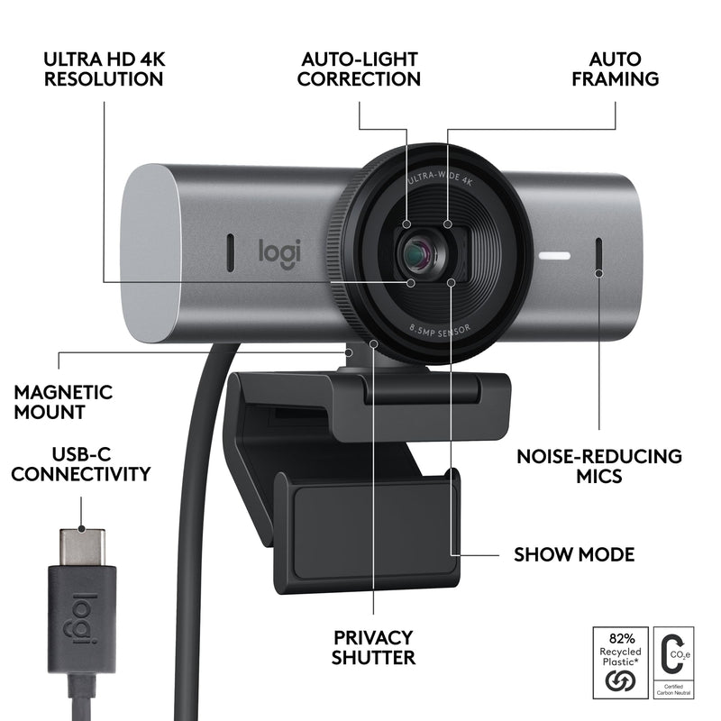 Logitech MX Brio 4K Webcam Color Grafito