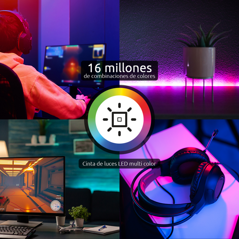 Nexxt Home NHB-S613 Cinta LED inteligente Wi-Fi RGBIC de 5m 110/220V