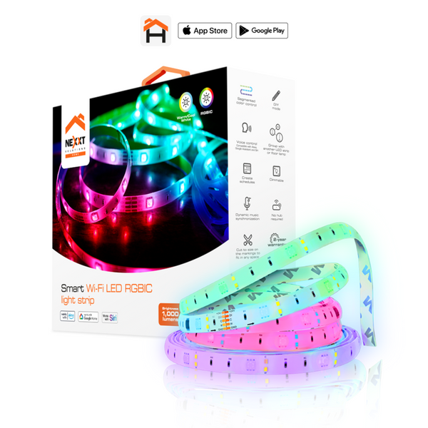 Nexxt Home NHB-S613 Cinta LED inteligente Wi-Fi RGBIC de 5m 110/220V