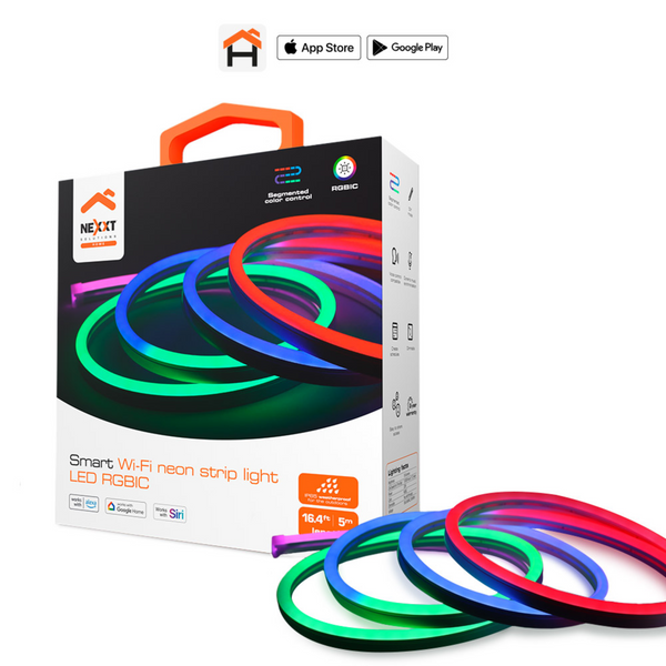 Nexxt Home NHB-S614 Cinta LED de Neón inteligente RGBIC Wi-Fi de 5m 110/220V