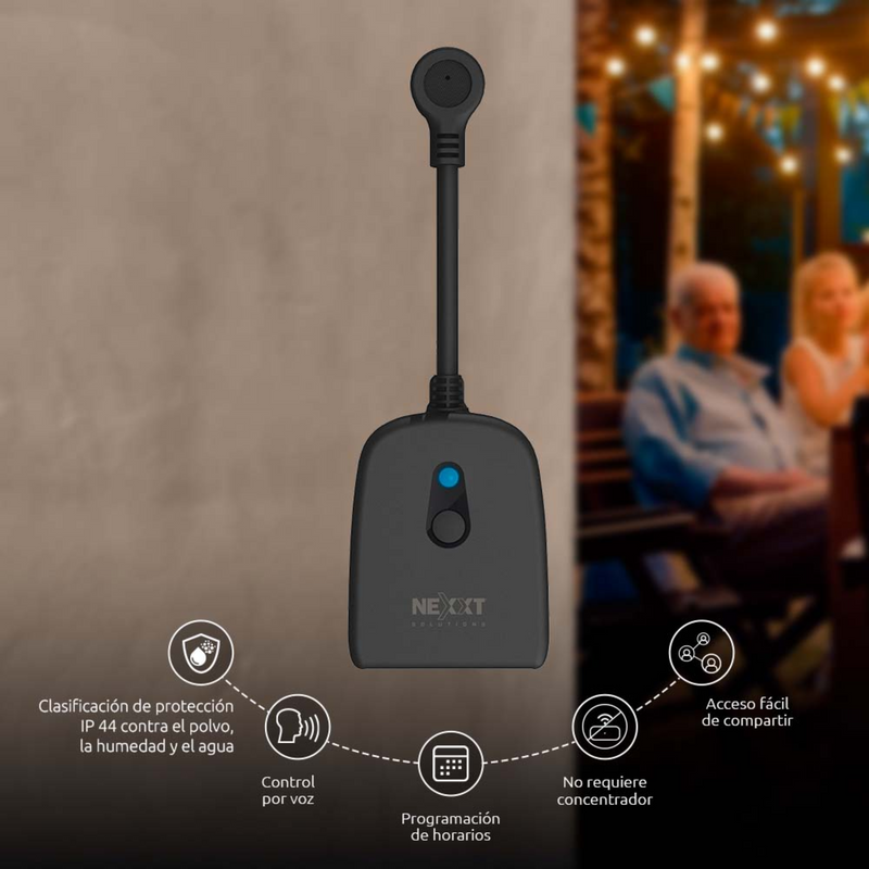 Nexxt Home NHP-O610 Enchufe inteligente dual con conexión Wi-Fi para exterior