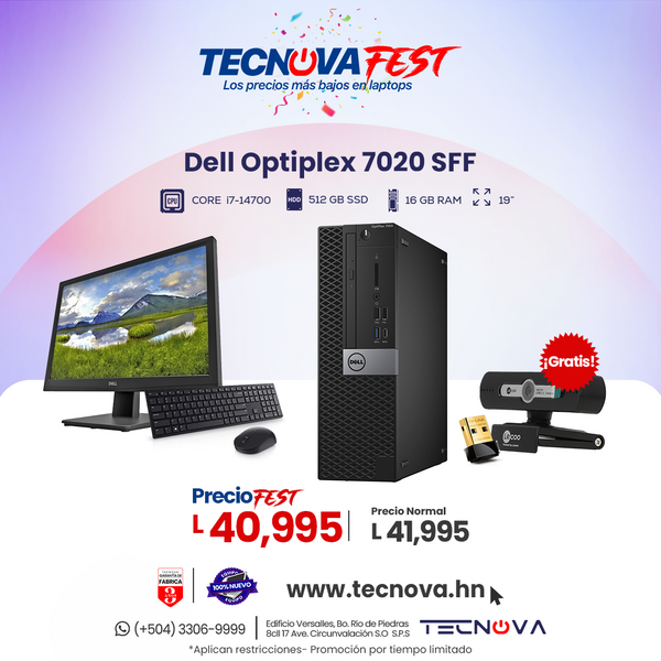 Dell Optiplex 7020 SFF Plus Intel Core i7-14700 vPro 16GB RAM 512GB SSD Windows 11 Pro + Monitor DELL 19"