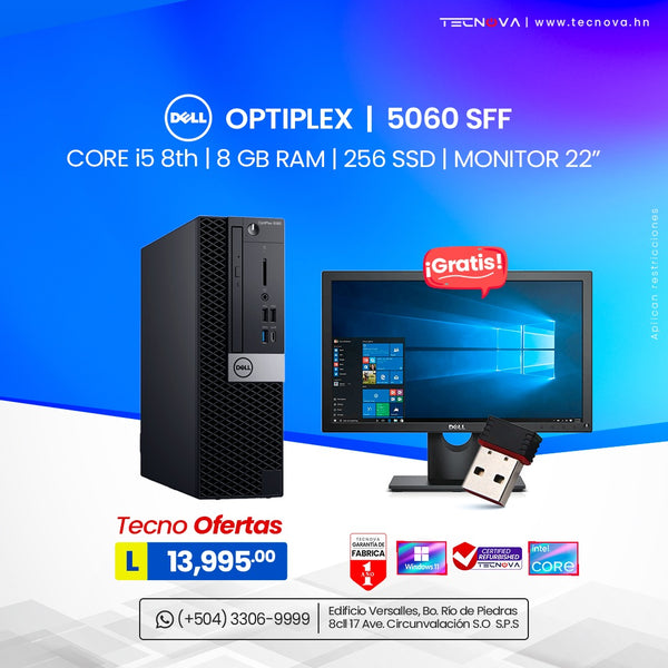 Dell/ Optiplex 5060 SFF/ Intel Core i5-8th/ 8GB RAM/ 256GB SSD/ Monitor 22"