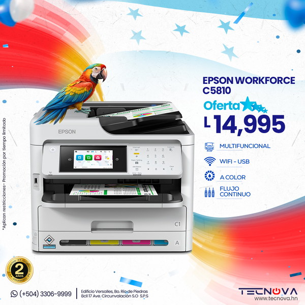 Epson WorkForce Pro C5810 Impresora multifuncional a color WiFi 25ppm Imprime, Copia, Escanea, Fax, Ethernet