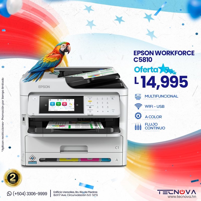 Epson WorkForce Pro C5810 Impresora multifuncional a color WiFi 25ppm Imprime, Copia, Escanea, Fax, Ethernet