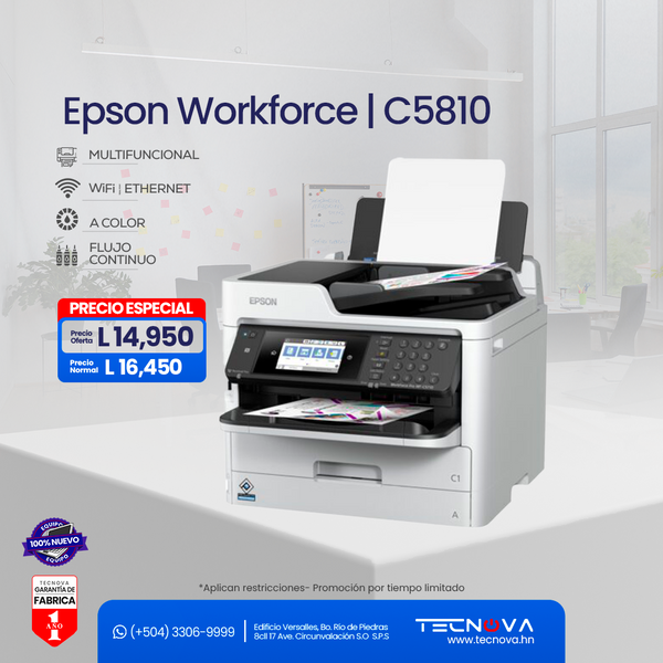 Epson WorkForce Pro C5810 Impresora multifuncional a color WiFi 25ppm Imprime, Copia, Escanea, Fax, Ethernet