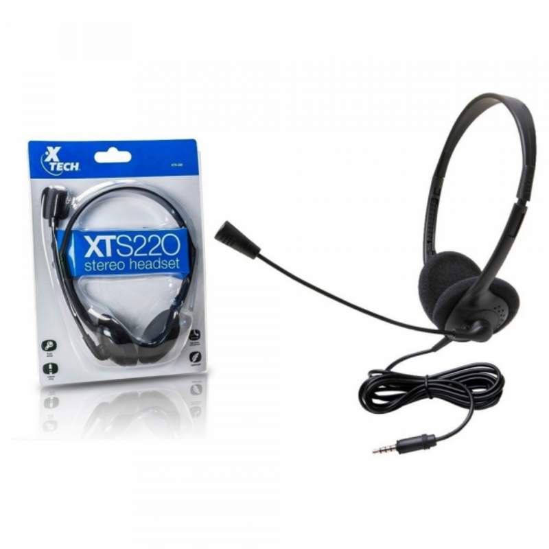 XTech auricular estéreo headset diadema con micrófono 3.5mm XTS-220
