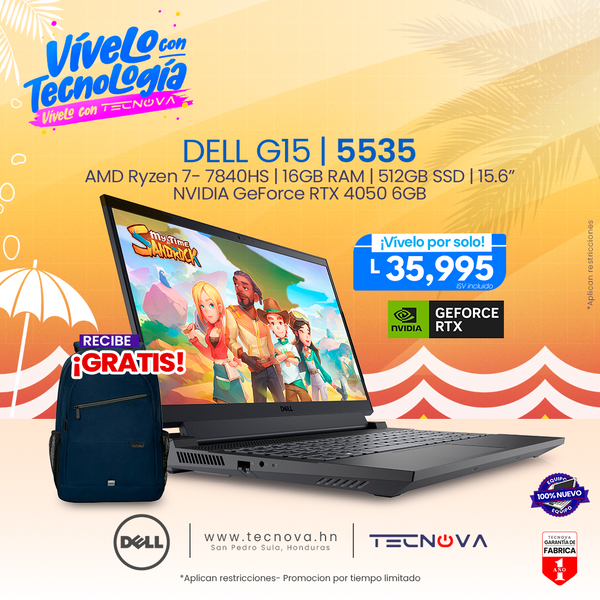 Dell/ Gaming G15 5535/15.6" 120Hz/MD Ryzen 7 7840HS/ 16GB RAM/ 512 GB M.2 NVIDIA RTX 4050 6GB GDDR6