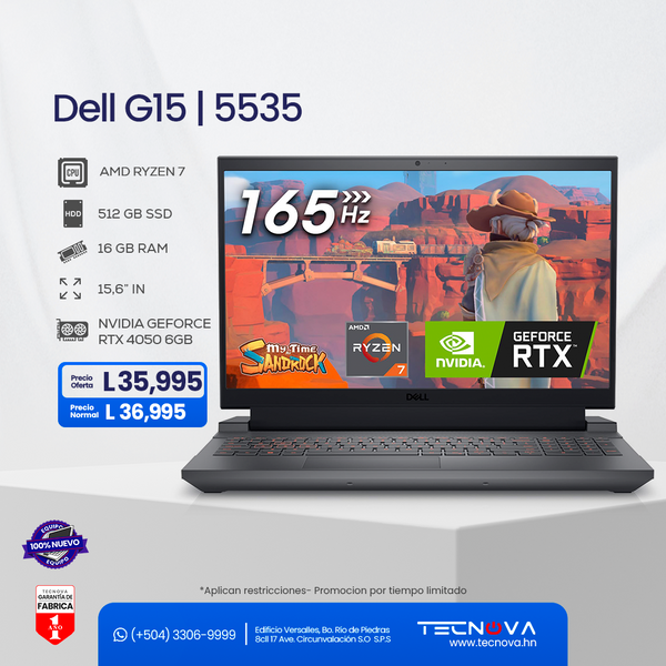 Dell/ Gaming G15 5535/15.6" 120Hz/MD Ryzen 7 7840HS/ 16GB RAM/ 512 GB M.2 NVIDIA RTX 4050 6GB GDDR6