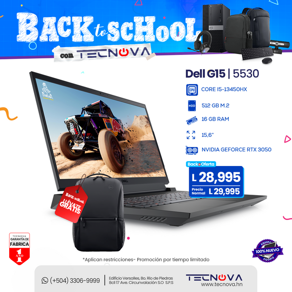 Dell/ Gaming G15 5530/15.6" 120Hz/Intel Core i5-13450HX/ 16GB RAM/ 512 GB M.2  NVIDIA RTX 3050 6GB GDDR6