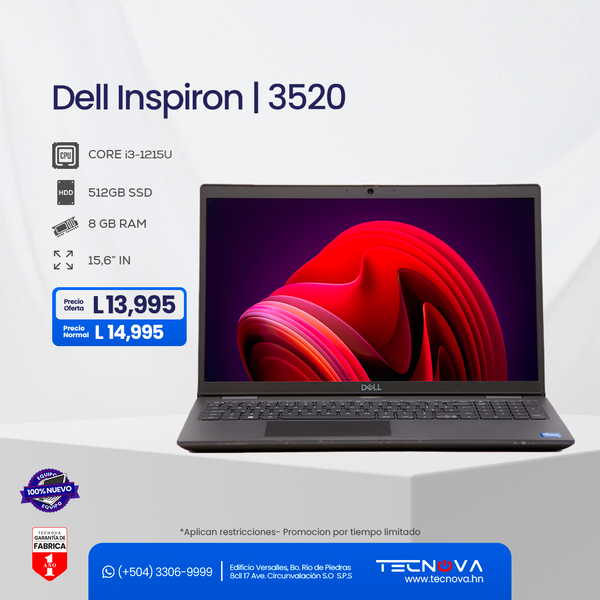 Dell/ Inspiron 3520/ 15.6" FHD/ Intel Core i3-1215U / 8GB RAM/ 512GB SSD/ Windows 11 Home