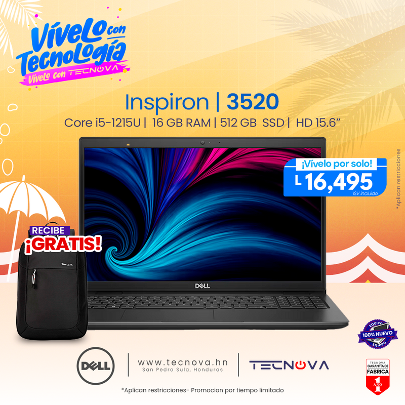 Dell/ Inspiron 3520/ 15.6" FHD/ Intel Core i5-1235U/ 16GB RAM/ 512GB SSD/ Windows 11 Home