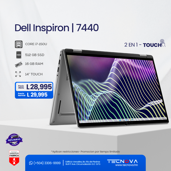 Dell/  Inspiron 7440 / 14" FHD táctil (touch) Intel Core 7 150U/ 16GB RAM/ 512GB SSD/ Windows 11