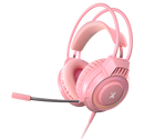 Audífonos Gamer Xtech Khione XTH-564 | Color Rosa | Cableados con luz LED | Conexión dual 3.5mm + USB | Con micrófono | Diseño gaming para chicas